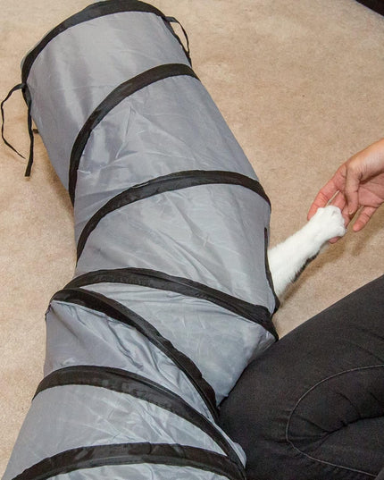 S Way Cat Tunnel Collapsible Pop-Up Pet Tube Hideaway Play Toy with Ball (S-Way, Grey)