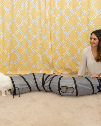 S Way Cat Tunnel Collapsible Pop-Up Pet Tube Hideaway Play Toy with Ball (S-Way, Grey)