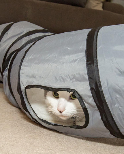 S Way Cat Tunnel Collapsible Pop-Up Pet Tube Hideaway Play Toy with Ball (S-Way, Grey)