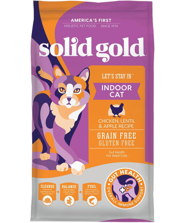 Indoor Dry Cat Food - Let'S Stay in Cat Food Dry Kibble for Indoor Cats - Hairball & Sensitive Stomach - Grain & Gluten Free - Probiotics & Fiber for Digestive Health - Chicken - 12Lb