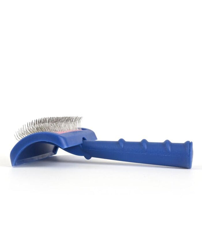 Tuffer than Tangles Slicker Brush for Dog Grooming with Long, Regular Pins, Medium Size, Perfect for Doodle Breeds, Angled Pins for Dematting, Remove Undercoat, Comfort Grip Handle