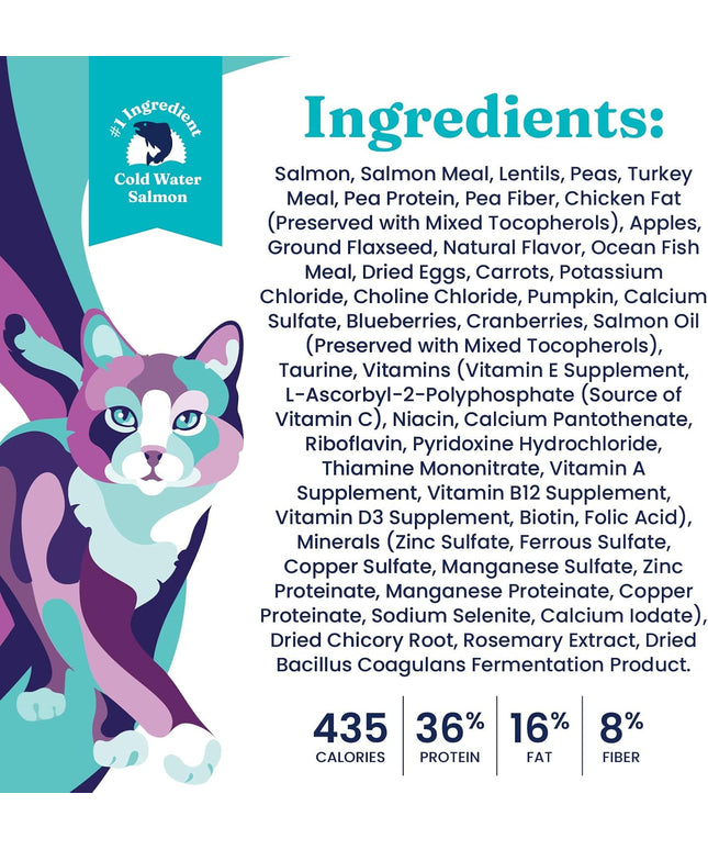 Indoor Dry Cat Food - Let'S Stay in Cat Food Dry Kibble for Indoor Cats - Hairball & Sensitive Stomach - Grain & Gluten Free - Probiotics & Fiber for Digestive Health - Salmon - 12Lb