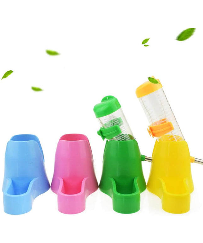 Hamster Water Bottle, Pet Dispenser for Cage with Base Hut Small Pet Nest Hamster Water Bottle Holder(Pink)