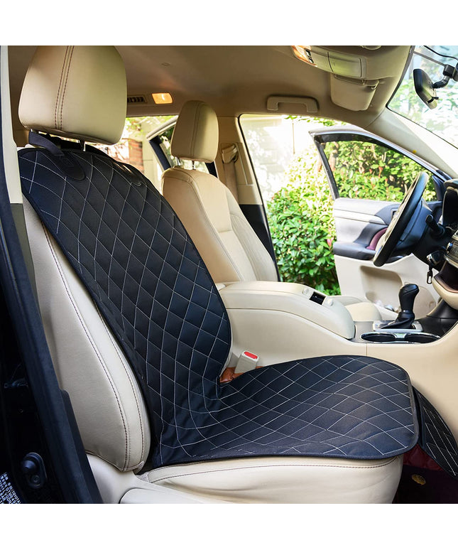 2Pcs Front Seat Covers, Front Dog Car Seat Cover, Durable Pet Car Seat Protectors with Anti-Slip Backing for Car SUV (Black)