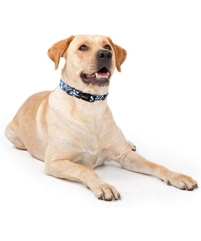 Adjustable Soft Dog Collar: Print Flower Pink Multicolor Cute Patterns for XS Small Medium Large Pet Girl Boy Puppy Walking Running Training (M, Bone)