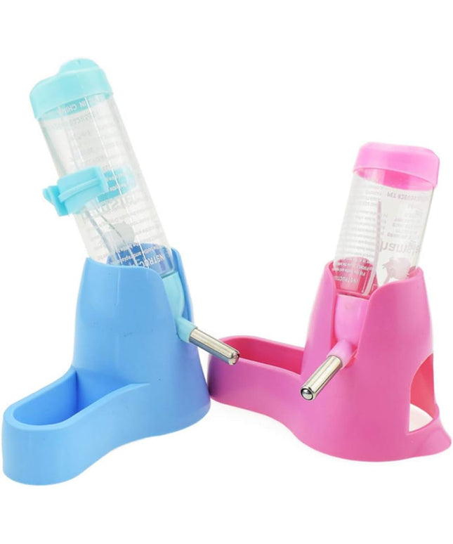 Hamster Water Bottle, Pet Dispenser for Cage with Base Hut Small Pet Nest Hamster Water Bottle Holder(Pink)