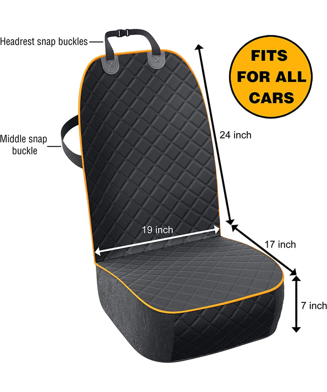 Dog Car Seat Cover, Waterproof Front Seat Protector for SUV Truck Sedan, Pet Safety Travel Comfort System with Universal Fit, Orange