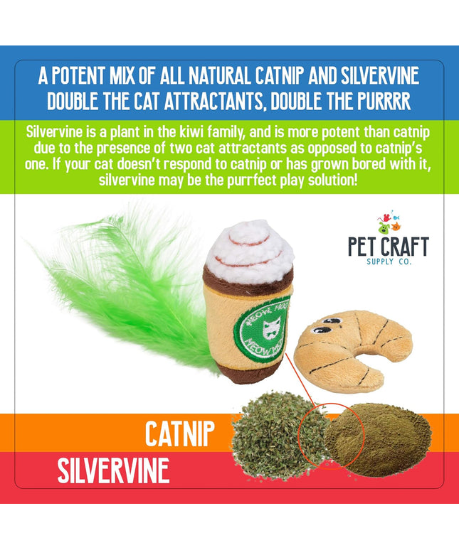 Silly Snacks and Funny Food Crinkle Cuddling Catnip and Silvervine Interactive Cat Toys - Great for Indoor Cats, Kittens or Medium Breeds
