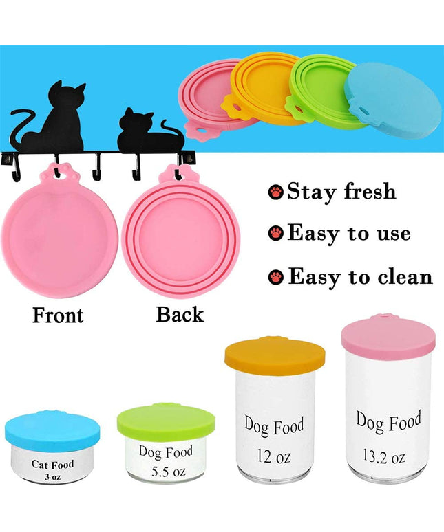 Food Can Lids, 4 Pcs Silicone Pet Food Can Covers for Dog & Cat Food, One Can Cap Fit Most Standard Size Dog Cat Food Canned（Multicolor）…